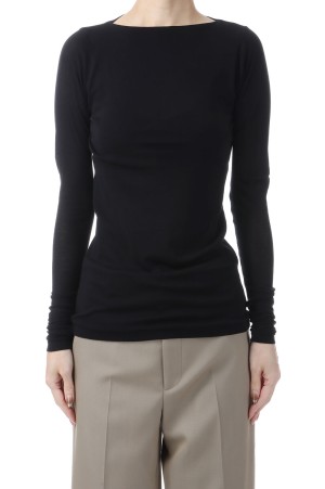 SUPER HIGH GAUGE SHEER RIB BOAT NECK L/S TEE - BLACK (A00T05HF)