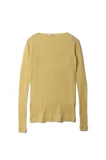 SUPER HIGH GAUGE SHEER RIB BOAT NECK L/S TEE - MUSTARD (A00T05HF)