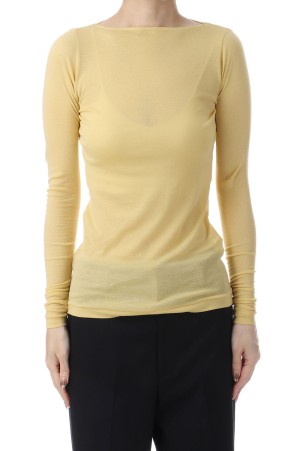 SUPER HIGH GAUGE SHEER RIB BOAT NECK L/S TEE - MUSTARD (A00T05HF)