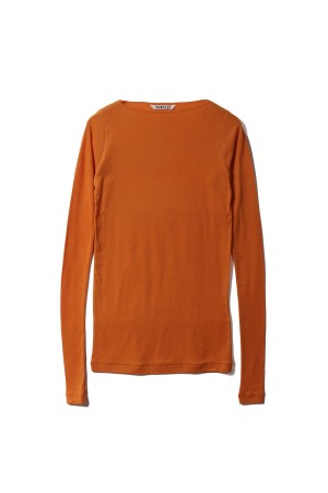 SUPER HIGH GAUGE SHEER RIB BOAT NECK L/S TEE - ORANGE (A00T05HF)
