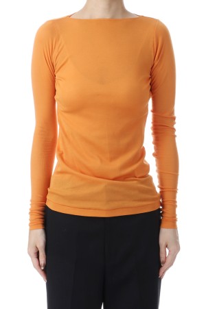 SUPER HIGH GAUGE SHEER RIB BOAT NECK L/S TEE - ORANGE (A00T05HF)