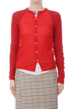 SHEER CASHMERE KNIT CARDIGAN - RED ORANGE (A26SC01CJ)