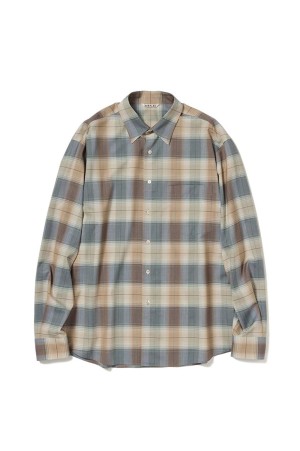 SUPER LIGHT WOOL CHECK SHIRT - LIGHT BROWN CHECK (A26SS01LC)