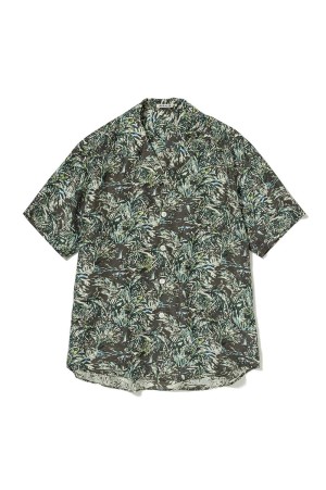 PRINTED AIRY SILK HALF-SLEEVED SHIRT - DARK BROWN (A26SS01AP)