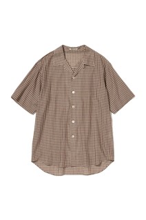 AIRY LIGHT COTTON CHECK HALF SLEEVED SHIRT - BROWN GINGHAM CHECK (A26SS02GC)