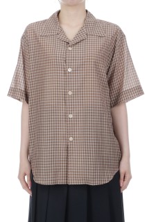 AIRY LIGHT COTTON CHECK HALF SLEEVED SHIRT - BROWN GINGHAM CHECK (A26SS02GC)