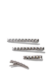 Stud Hair Clips - 4Piece Set-SILVER(hp08325)