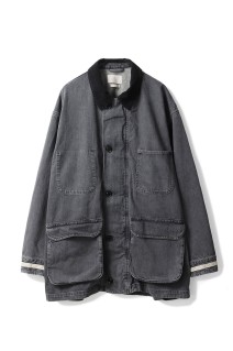 Vintaged Denim Coverall Half Coat(YK25FW01067C)-BLACK-