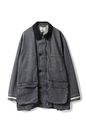 Vintaged Denim Coverall Half Coat(YK25FW01067C)-BLACK-