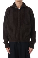 Wide Rib Highneck Zip Cardigan(YK25FW01099S)-BROWN-