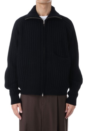 Wide Rib Highneck Zip Cardigan(YK25FW01099S)-BLACK- | セレクト