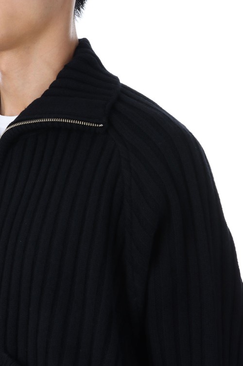 Wide Rib Highneck Zip Cardigan(YK25FW01099S)-BLACK- | セレクト