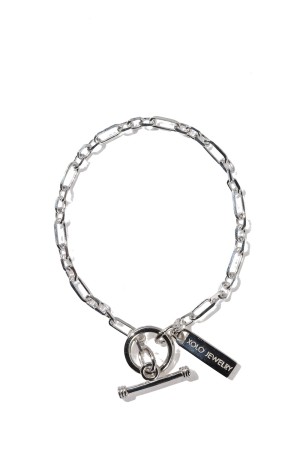 Mix Cut Link Bracelet -3mm- / Silver (XOB120-19)