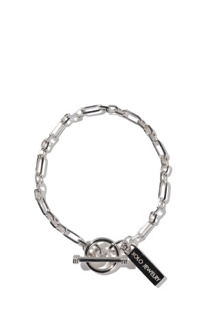 Mix Cut Link Bracelet -3mm- / Silver (XOB120-17)