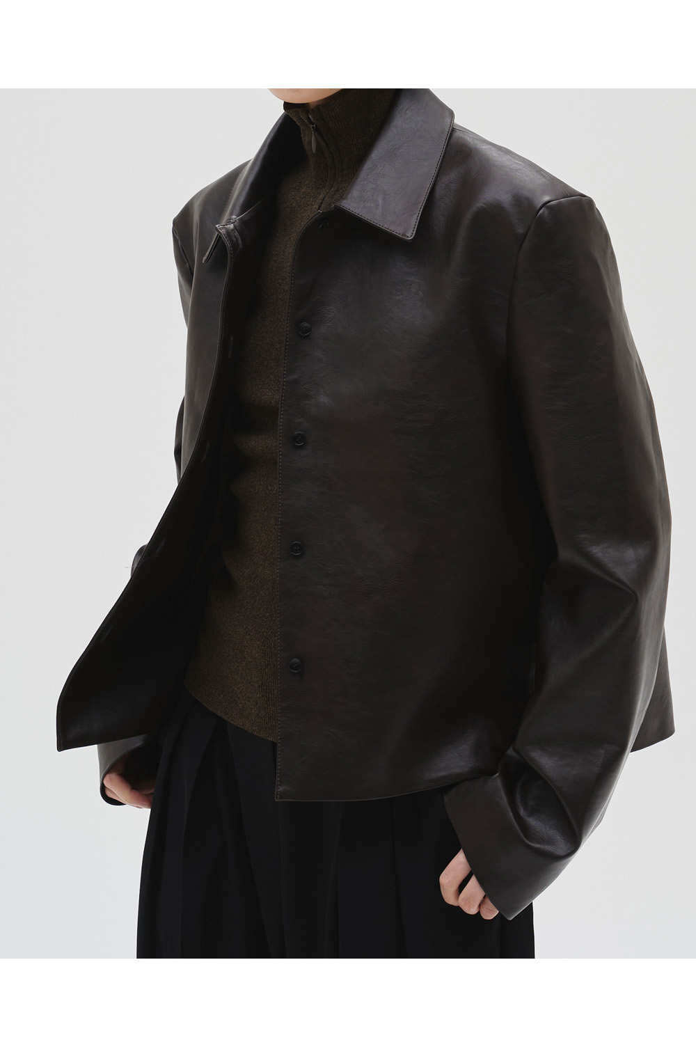Leather Shirts Jacket - DARK BROWN (12610101) | セレクトショップ