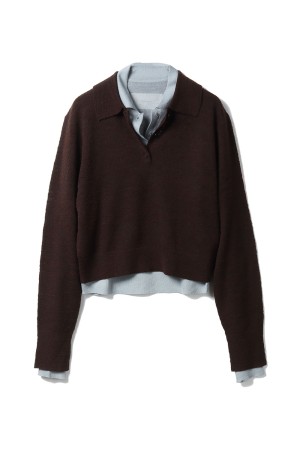 Layered Polo Knit - CHOCOLATE (12610508)