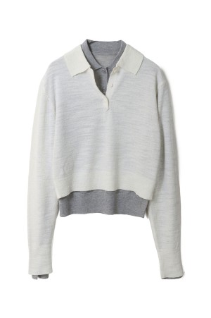 Layered Polo Knit - ECRU (12610508)