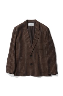 Boyfriend Stripe Linen Jacket - BROWN (12610108)