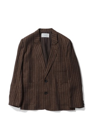 Boyfriend Stripe Linen Jacket - BROWN (12610108)