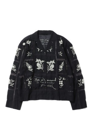 Embroidery Patchwork Shirts - BLACK (12610428)