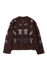 Embroidery Patchwork Shirts - BURGUNDY (12610428)