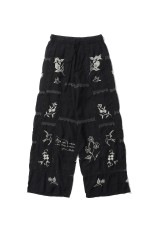 Embroidery Patchwork Trousers - BLACK (12610719)