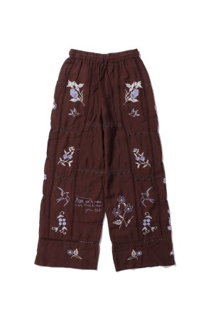 Embroidery Patchwork Trousers - BURGUNDY (12610719)