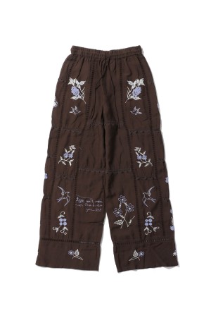 Embroidery Patchwork Trousers - BURGUNDY (12610719)