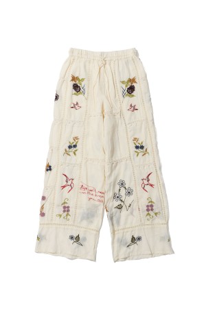 Embroidery Patchwork Trousers - ECRU (12610719)