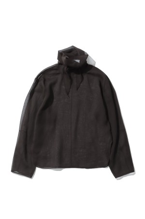 Sheer Tie Blouse - DARK BROWN (12610415)