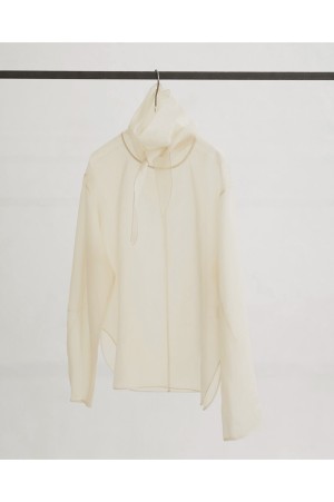 Sheer Tie Blouse - ECRU (12610415)