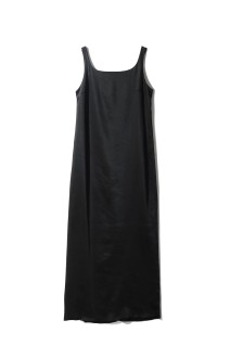 Squareneck Satin Dress - BLACK (12610305)