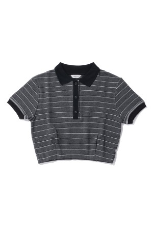 Border Polo Tops - CHARCOAL GRAY (12610606)
