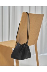 Drawstring Leather Bag - BLACK (12611020)