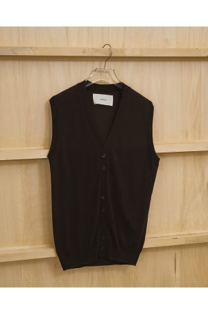 Tencelsilk Knit Vest - DARK BROWN (12610517)