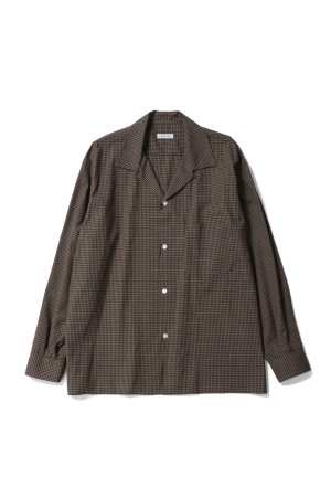 Summer Wool Open Collar Shirt / KHAKI PLAID (KS26SSH01)