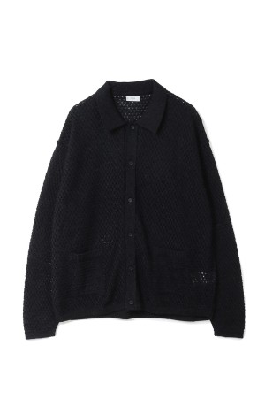 Mesh Knit Shirt Cardigan - BLACK (YK26SS01241S)
