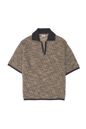 Diagonal Knit Skipper Shirt - OFF BEIGE (YK26SS01251S)