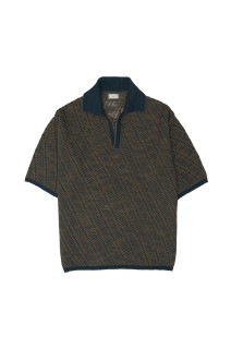 Diagonal Knit Skipper Shirt - GREEN (YK26SS01251S)