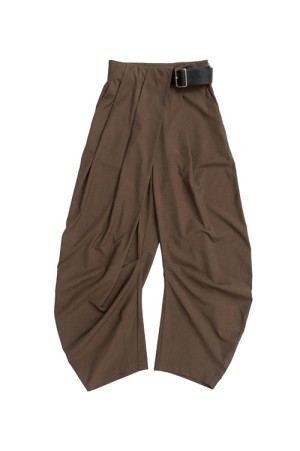Asymmetrical Belt Pants - DARK BROWN(31252465606)
