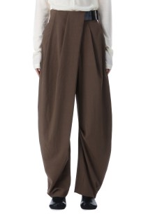 Asymmetrical Belt Pants - DARK BROWN(31252465606)