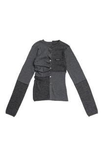 Random Button Knit Top - CHARCOAL GRAY (31252365611)