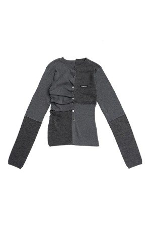Random Button Knit Top - CHARCOAL GRAY (31252365611)