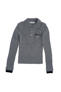 Fluffy Knit Polo - GRAY (31252365905)