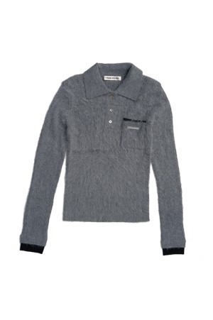 Fluffy Knit Polo - GRAY (31252365905)