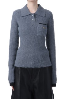 Fluffy Knit Polo - GRAY (31252365905)