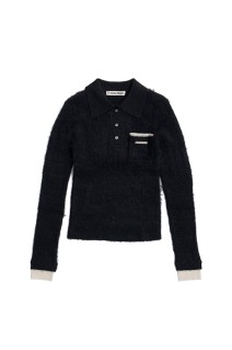 Fluffy Knit Polo - BLACK (31252365905)
