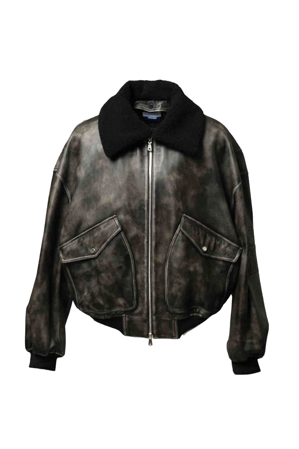 Sheep Leather Mouton G-1 Flight Jacket - DARK BLACK (11242211209