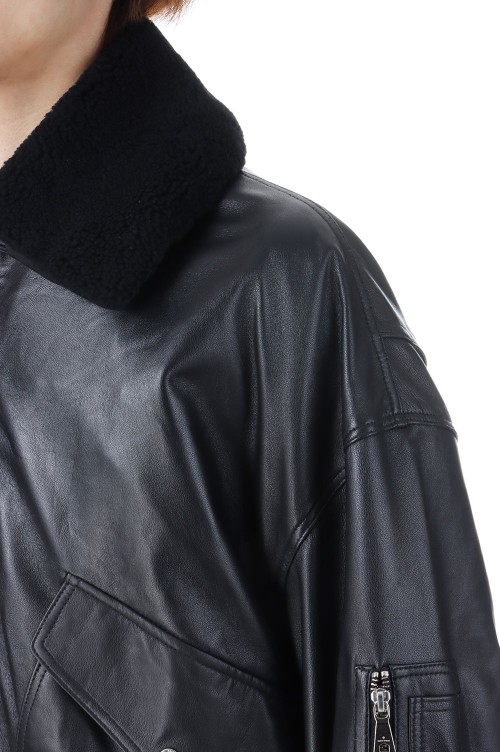 Sheep Leather Mouton G-1 Flight Jacket - BLACK (11242211209