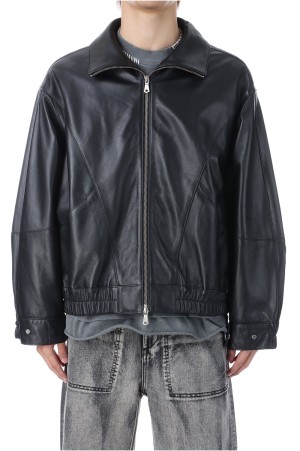 Sheep Leather Stand Collar Blouson - BLACK (11259211201)